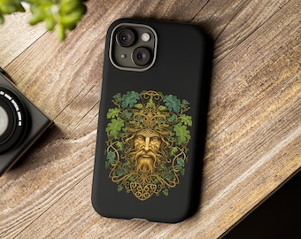 Green Man iPhone Phone Case Greenman iPhone Cover for iPhone 13, iPhone 14, iPhone 15 Pro Max Tough Case Green Man Pagan Phone Cover Witchy