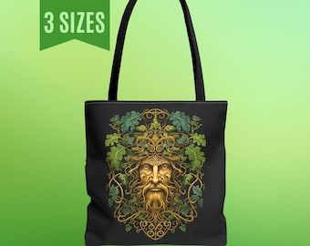 Green Man Tote Bags Greenman Shopping Bags, Gothic Tote Bag Pagan Pride Tote Green Man Yoga Bag Dark Academia Book Bags Greenman Tote Bags