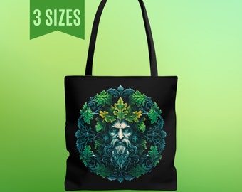 GREENMAN Tote Bags Green Man Shopping Bags Gothic Tote Bag Pagan Pride Tote Green Man Yoga Bag Dark Academia Book Bags Greenman Tote Bags