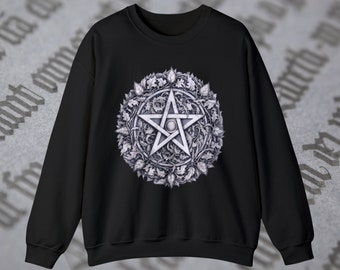 Witchy Sweatshirt Pentagram, Witch Sweatshirt Pentacle Goth Sweatshirt Pagan Pride Witchcore Dark Academia Black Unisex Shirt Witchy Gifts