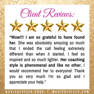 Five-Star Reviews for Etsy Star Seller, Clairvoyant Psychic, and Reiki Energy Healer, Magical Veela. Psychic Tarot Readings, Remote Reiki, Spiritual Life Coaching, Money Manifestation, and More available at: magicalveela.shop