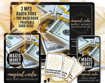 MONEY MANIFESTATION SET Law of Attraction Meditation MP3s + Magic Money Affirmation Cards Instant Download Attract Abundance Clear Blocks