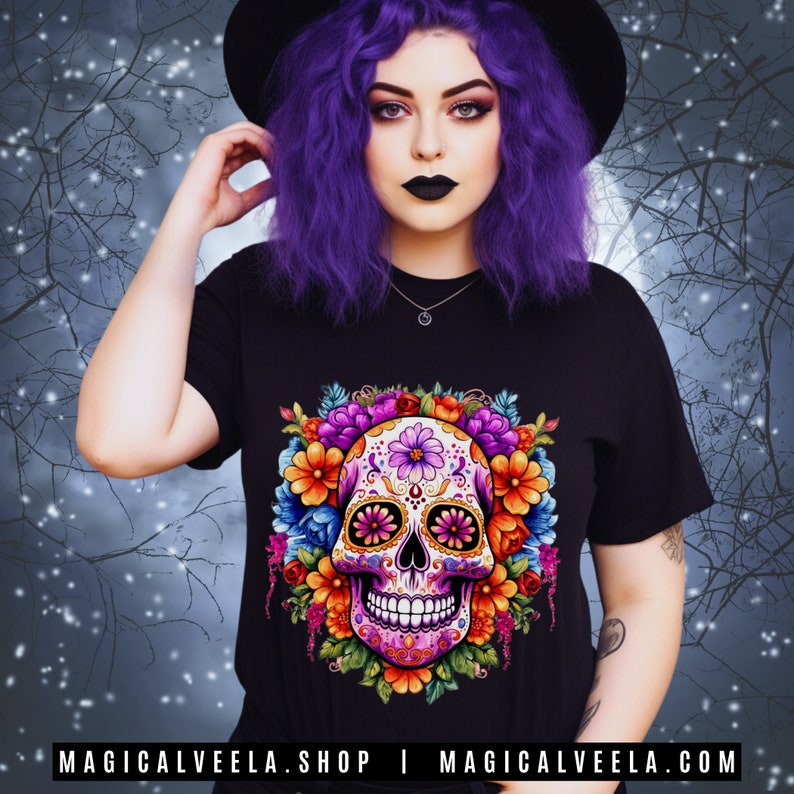 SUGAR SKULL Tote Bag Day of the Dead Tote Bags Muertos Tote Bags Witchy Shopping Bags Sugarskull Beach Bag Sugar Skull Muertos Tote Bags image 8