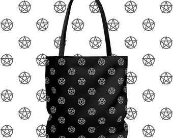 Witchy Pentagram Bag, Witchy Shopping Bags, Pentacle Tote Bag, Witchy Beach Festival Bag, Pagan Pride Bag, Witchy Yoga Bag, Pentagrams Tote