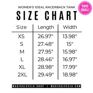 Peut inclure: Tableau des tailles pour un d&eacute;bardeur dos nageur. Le tableau indique la taille, la longueur et la largeur en pouces pour les tailles XS, S, M, L, XL et 2XL. Le tableau comprend &eacute;galement le texte "Runs Small!"