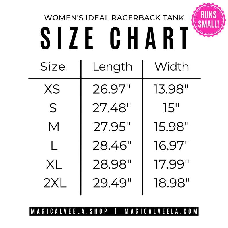 Peut inclure: Tableau des tailles pour un d&eacute;bardeur dos nageur. Le tableau indique la taille, la longueur et la largeur en pouces pour les tailles XS, S, M, L, XL et 2XL. Le tableau comprend &eacute;galement le texte "Runs Small!"