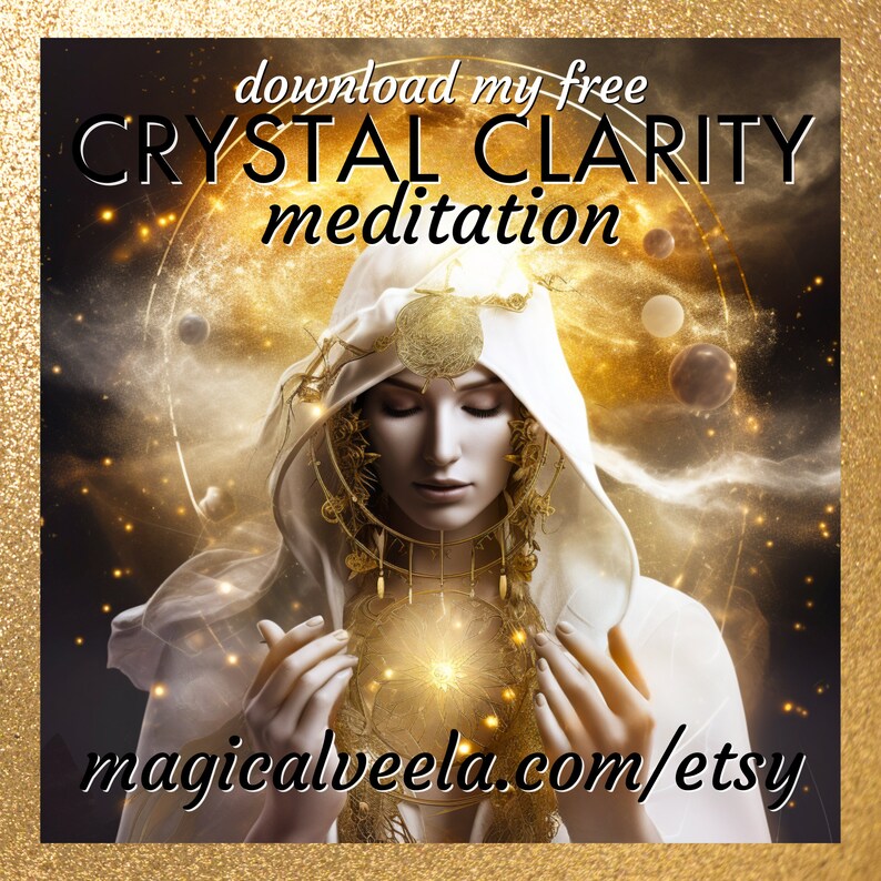 Free Subscriber Gift: Crystal Clarity Meditation. Download a free Grounding and Energizing Meditation MP3 after subscribing to the Magical Veela email newsletter at magicalveela.com/etsy