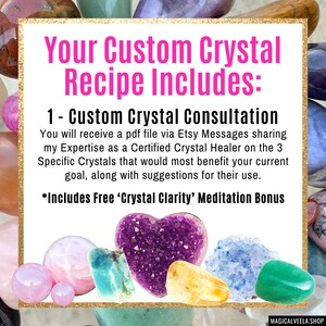 Custom healing crystal guidance by Reiki and Crystal healer Magical Veela. The three most helpful healing crystals for your issue or goal. Remote Reiki Chakra Attunements also available on Etsy at magicalveela.shop