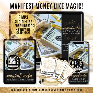 MONEY MANIFESTATION SET Law of Attraction Meditation MP3s + Magic Money Affirmation Cards Instant Download Attract Abundance Clear Blocks