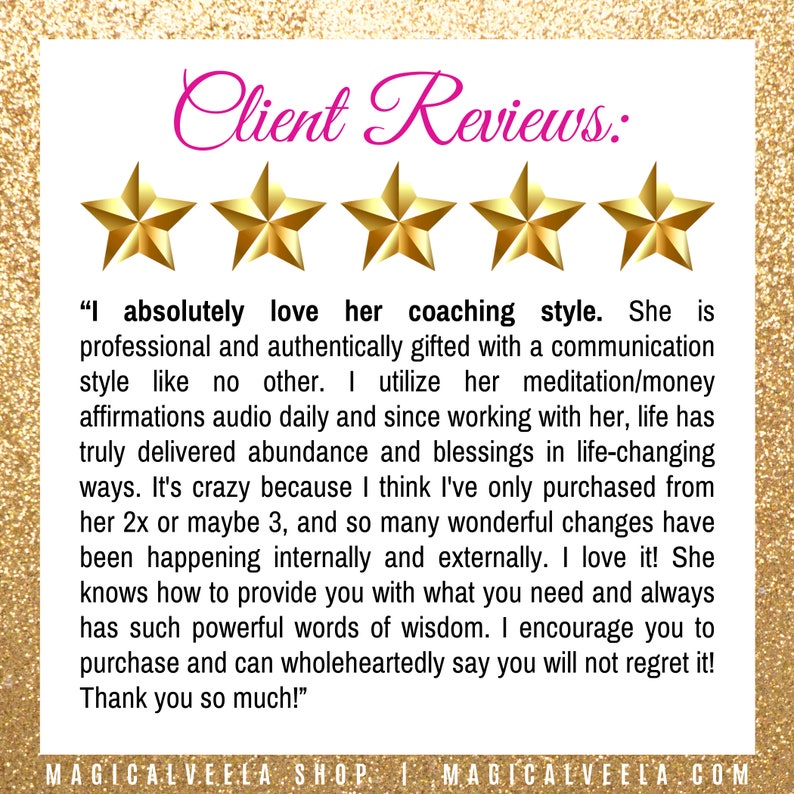 Five-Star Reviews for Etsy Star Seller, Clairvoyant Psychic, and Reiki Energy Healer, Magical Veela. Psychic Tarot Readings, Remote Reiki, Spiritual Life Coaching, Money Manifestation, and More available at: magicalveela.shop