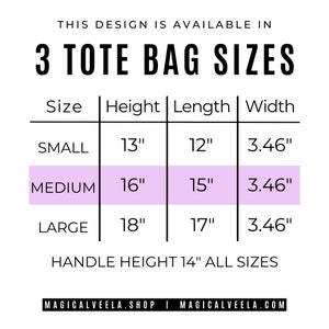 Puede incluir: Un gr&aacute;fico que muestra las opciones de tama&ntilde;o para las bolsas de mano. El gr&aacute;fico enumera el tama&ntilde;o, la altura, la longitud y el ancho de cada bolsa. Los tama&ntilde;os son peque&ntilde;o, mediano y grande. La altura del asa es de 14 pulgadas para todos los tama&ntilde;os.