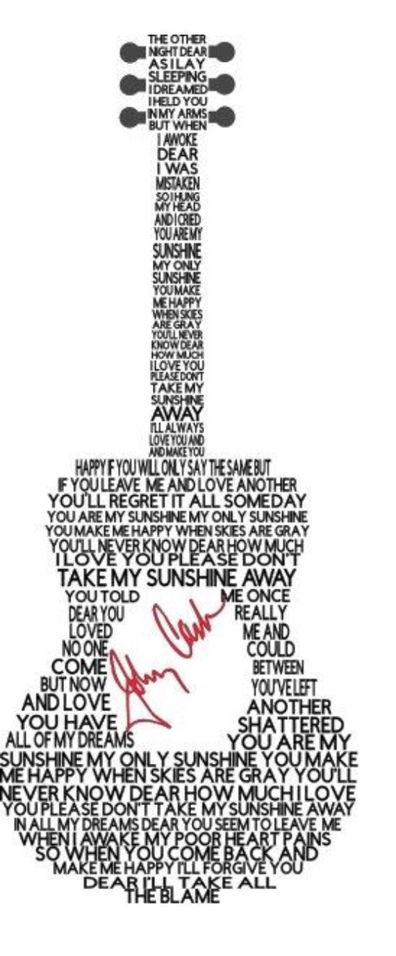 Custom Song Lyric Guitar Svg Etsy