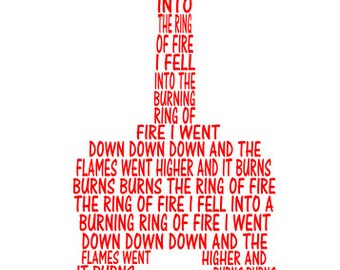 Ring of Fire Song Lyric Guitar SVG