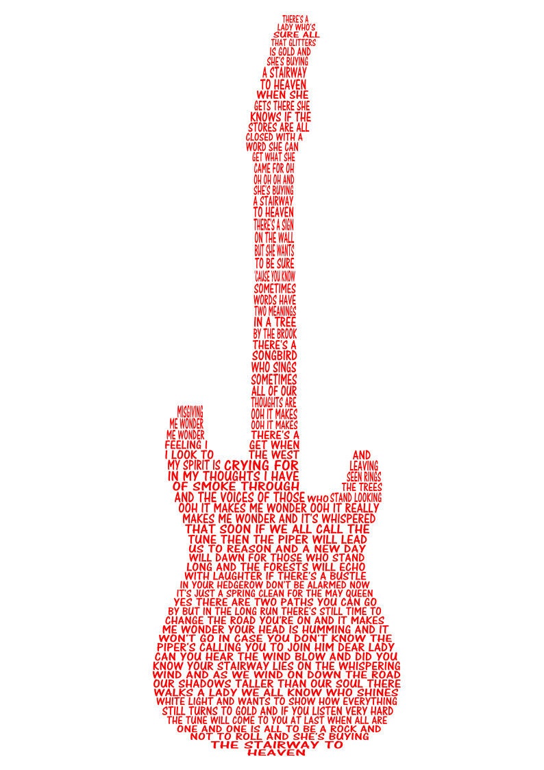 Song Lyric Guitar SVG for Cricut and Silhouette