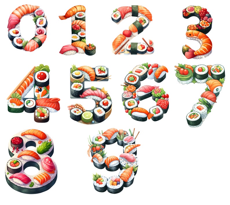 Cilp Art, Sushi Font ,sushi Language , Sushi Alphabet , Sushi Letters