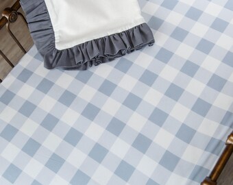 navy gingham crib sheet
