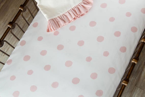 pink polka dot crib sheet