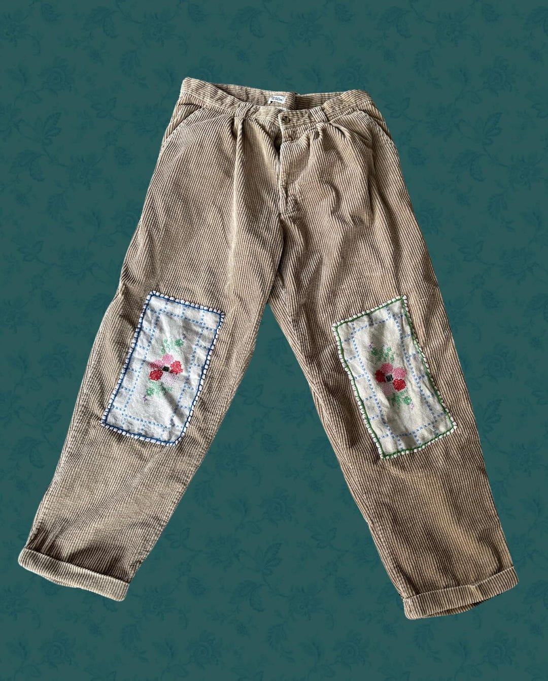 Vintage Patchwork Corduroy Skirt-Pants