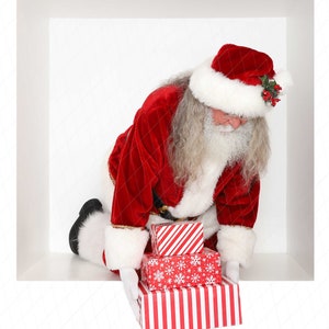 Santa in the box for your Christmas &quot;in the Box photography&quot; inside the box, photoshop template, photo collage
