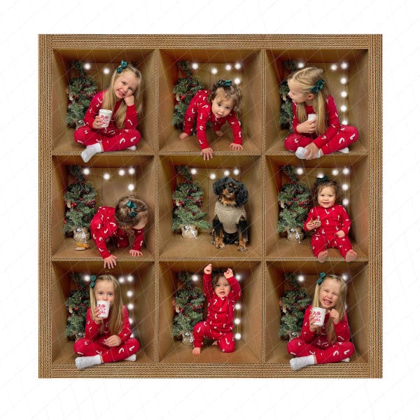 Karton Box Collage Vorlage: 4 & 9 Box Foto Display (Digitaler Download)