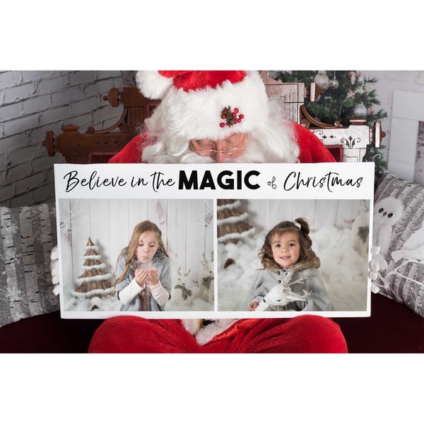 SANTA sign - 2 photos - Photoshop Digital Template - Family, teens and kids - digital template for photoshop, in the box, clipping mask