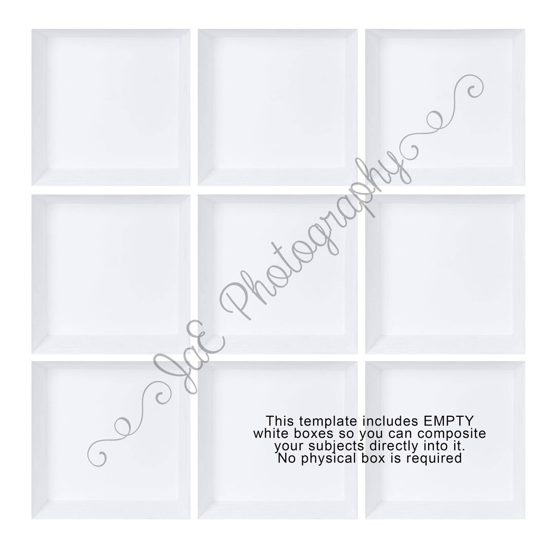 In the Box Photography Template: 9 Empty White Boxes (digital Download ...