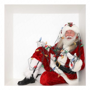 Kerstman in de doos voor je kerst "in the Box-fotografie" in de doos, photoshop-sjabloon, fotocollage