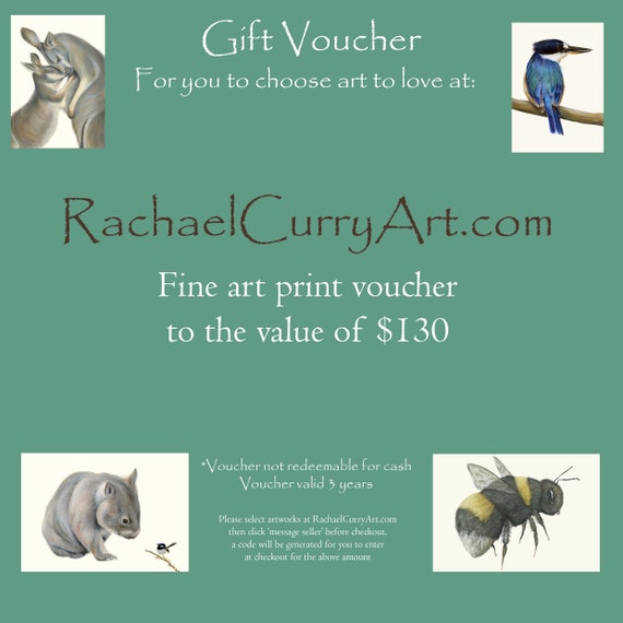 Gift Voucher, Gift Certificate, Gift Art, Voucher Art, Rachael Curry Art