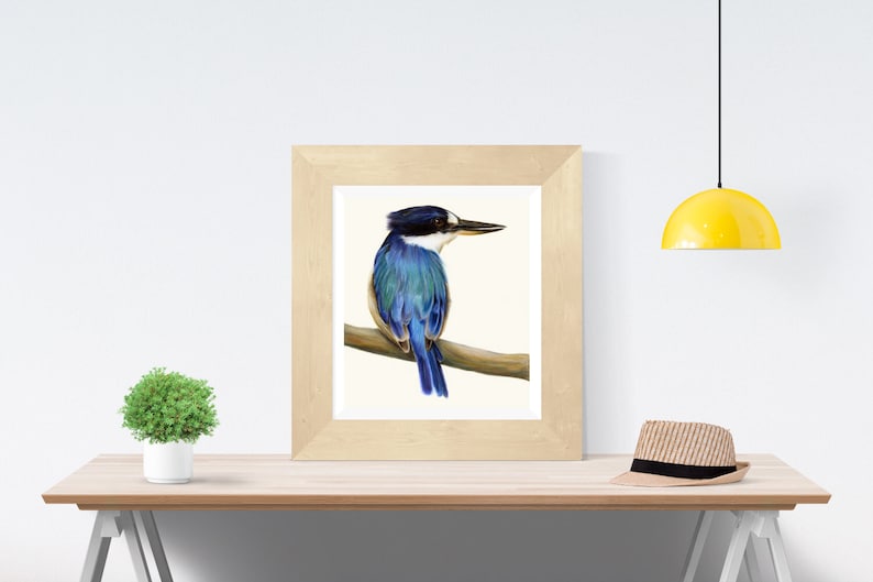 Blue Australian Kingfisher. Beautiful bird art, superior print. Dad gift Christmas. Kingfisher wall art, great gift for Mum. image 2