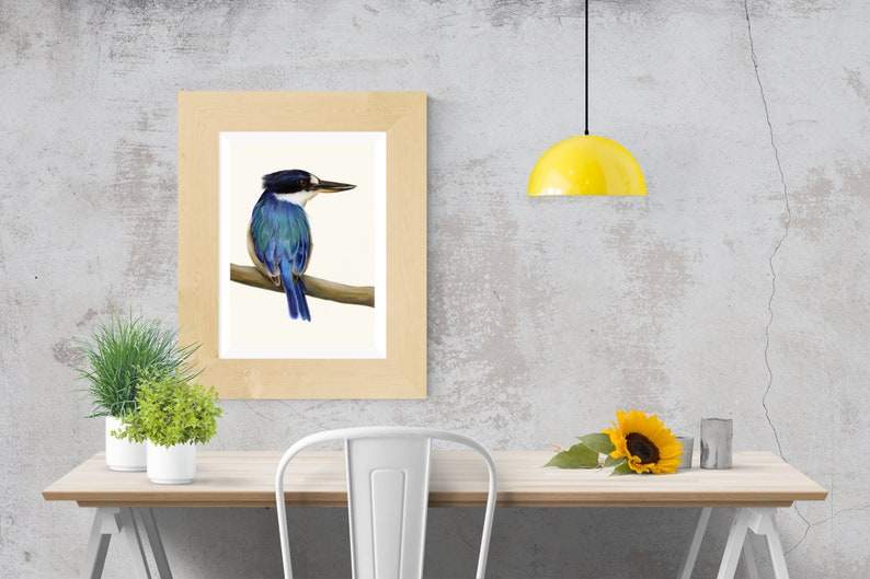 Blue Australian Kingfisher. Beautiful bird art, superior print. Dad gift Christmas. Kingfisher wall art, great gift for Mum. image 6