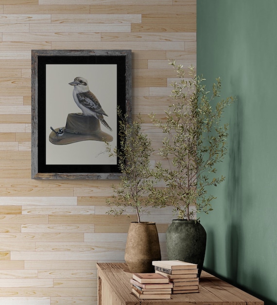 Kookaburra on Australian Hat with Blue Wren Rachael Curry Art