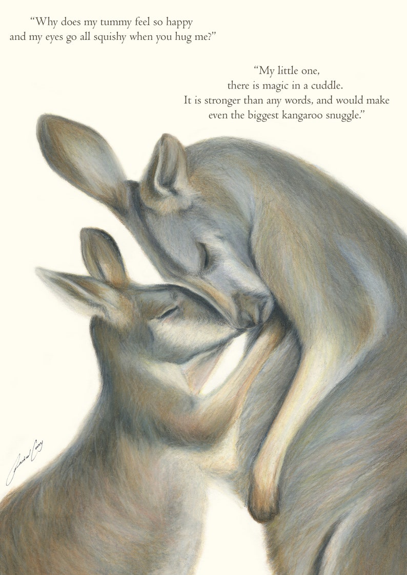 Inspirierendes Zitat Kangaroo hugs, Kunstdruck von Rachael Curry Art Bild 1