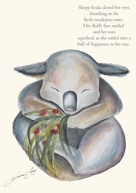 Inspirational quote - Sleepy Koala, fine art print by Rachael Curry Art