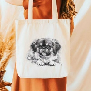 Gift for Dog Lover Tote Bag, Dog Gifted, Black White Dog Lover Gift, Stylish Canvas Bag, Pet Illustration Tote, Dog lover gift, Dogs pet Bag