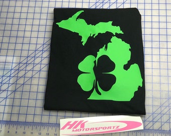 St. Patrick’s Day T-shirt - four leaf clover T-shirt - Michigan T-shirt - st. Patrick’s Day Michigan T-shirt
