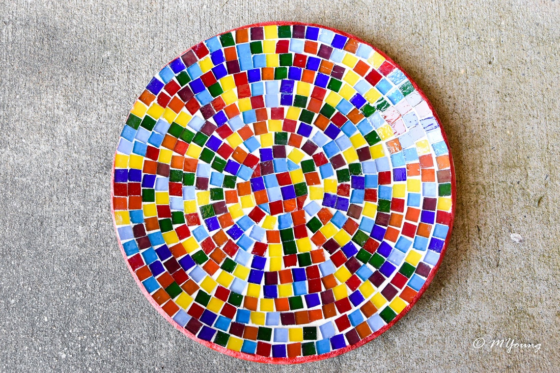 MOSAIC PLATE Rainbow Glass. Multicolored stained glass tiles. Etsy