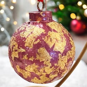 Rose and Gold Leaf Christmas Ornament