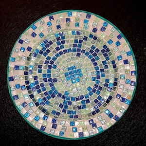Turquoise Mosaic Plate: Art Deco Hanging Wall Art