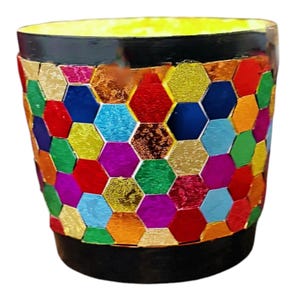 Maceta multicolor de 30 cm / Maceta de suelo / Maceta arcoíris / Maceta de mosaico