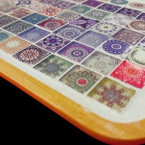 Mexican Tile Tray: Multicolored Ceramic Mosaic, Light Oak Wood