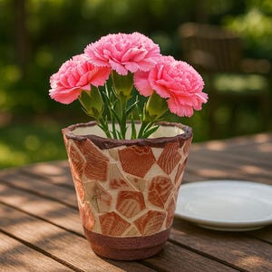 Red and White Pot | Broken China | Plant Lovers.