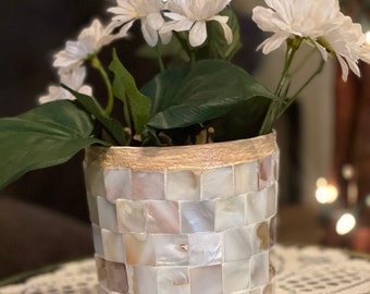 Mother of Pearl Flower Pot/ Free Shipping