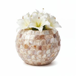 Vaso in madreperla fatto a mano: elegante vaso a mosaico (7x8 pollici)