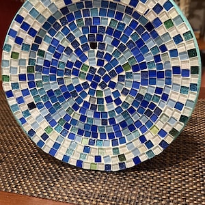 Blue Green Decorative Plate | Mosaic Wall Art | Mosaic Plate | Art Deco Mosaic| Hanging Wall Plate | Home Decor Mosaic Art