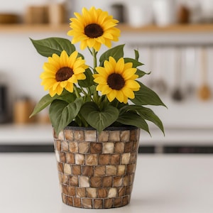 Maceta de mosaico de nácar: Maceta de concha estilo bohemio (6,5")