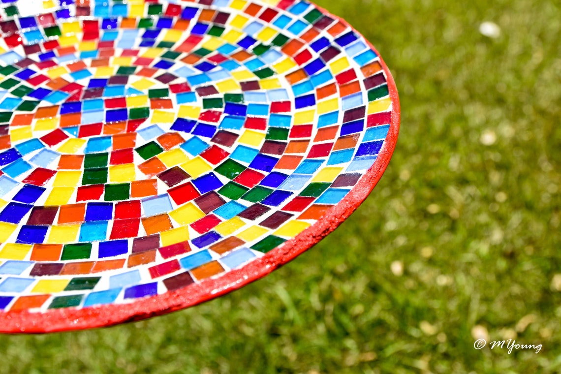 MOSAIC PLATE Rainbow Glass. Multicolored stained glass tiles. Etsy
