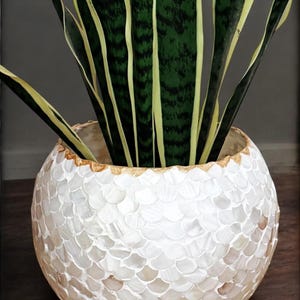 Maceta con mosaico de nácar: Jarrón decorativo grande (30 cm)