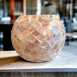 Large 8” Mother of Pearl Bowl Planter or Vase