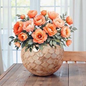 Cuenco grande de nácar: florero decorativo (20 cm)
