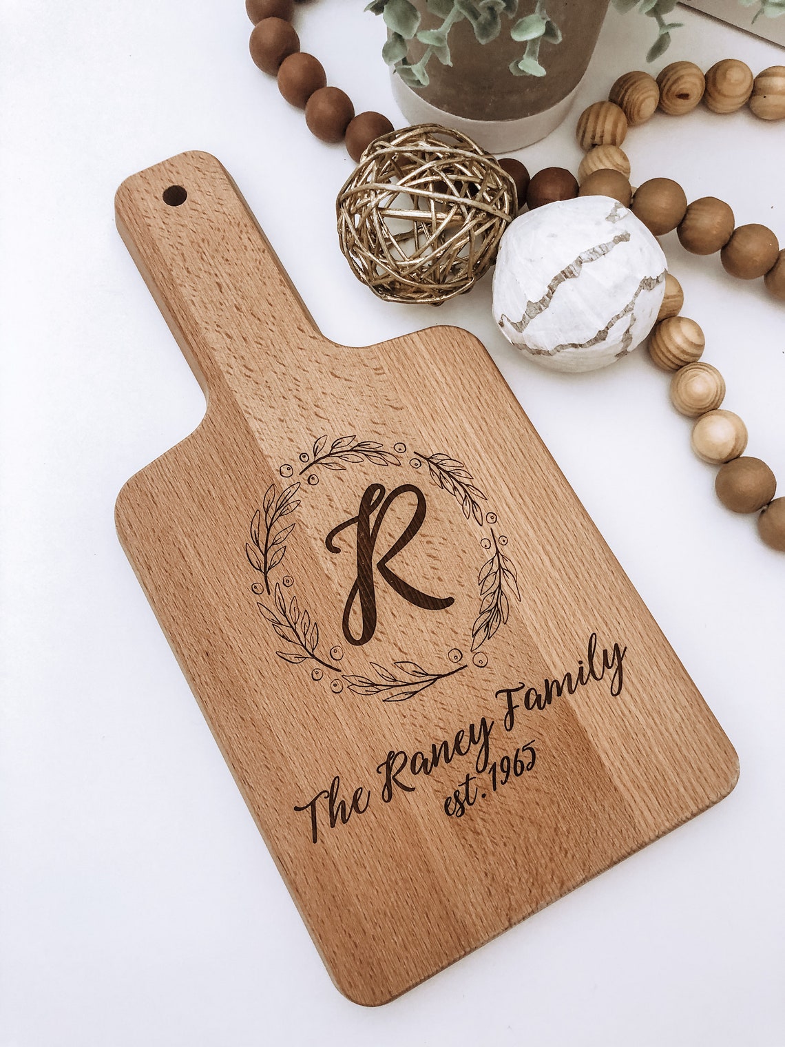 Personalized Monogram Cutting Board With Handle Engraved Etsy